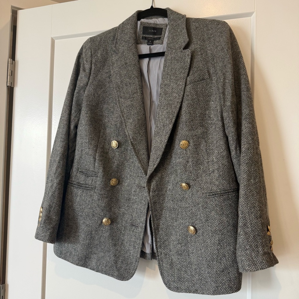 J Crew 100% wool Bristol herringbone blazer size 6